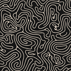 pattern organic curving lines seamless black background vector design