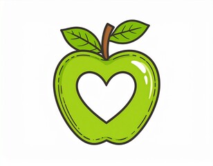 Vector doodle of a green apple for healthy lifestyle