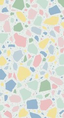 Colorful abstract geometric shapes scattered on white background for design