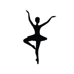 Elegant Black Silhouette of a Ballerina Dancer in Motion, Ballet Pose, EPS Vector Art © Dolon