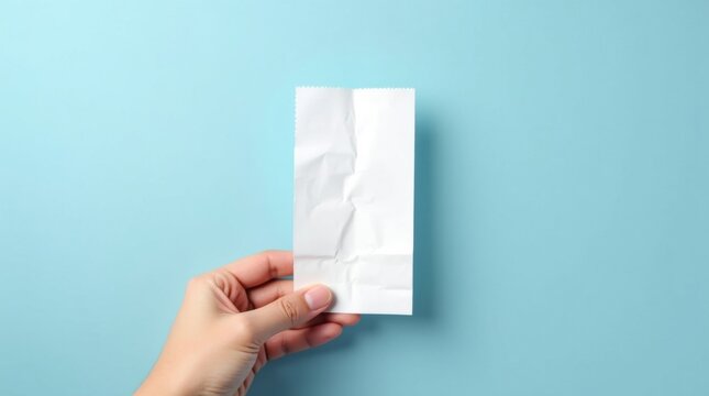 Mano sosteniendo un papel en blanco para usar como maqueta para el dise&ntilde;o financiero
