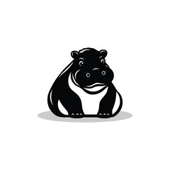 Cute Hippo Silhouette Cartoon Animal Icon Vector Graphic.