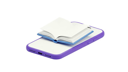 3D Open book on a smartphone on transparent background