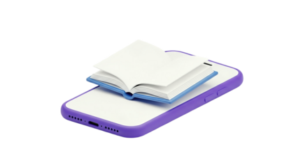 3D Open book on a smartphone on transparent background