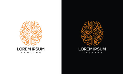 Abstract Brain Circuit Logo , Technology AI Innovation.