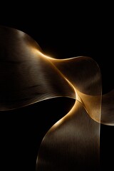 Abstract Gold Technology Waves on Black Background