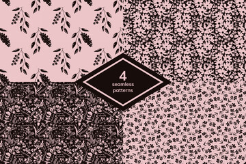Seamless floral patterns decorative set