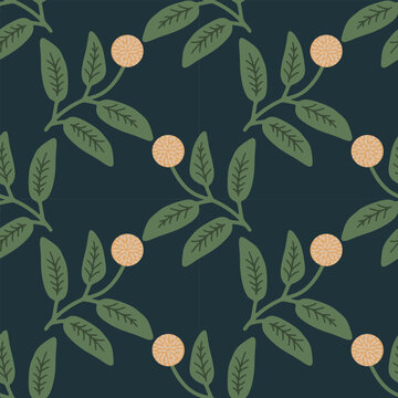 Neolamarckia cadamba seamless decorative vector pattern