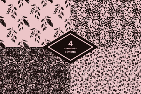 Seamless floral patterns decorative set
