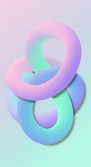 3D Abstract Ribbon Loops in Soft Pastel Colors on Light Background