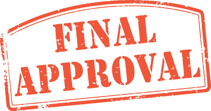 Red final approval stamp on transparent background