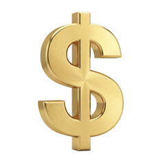 Obraz premium 3D Gold Brushed Metal Dollar Sign Symbol Isolated