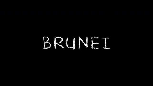 Brunei chalk text animation writing on blackboard