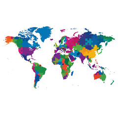 Colorful World Map Puzzle Illustration - Global Connections Concept