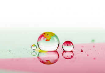 Colorful Water Droplets on Smooth Surface