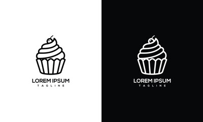Cupcake Logo Design Sweet Treat Icon Bakery Business Branding.