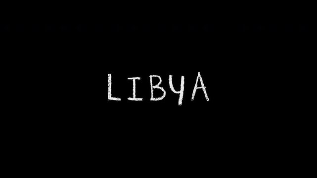 Libya country name handwritten on black background