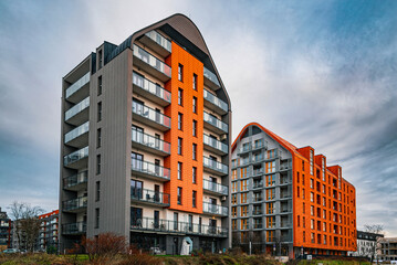 New houses construction. Residential house development	