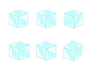 Ice cubes. Set of ice cubes. Color vector illustration. Isolated on white background.