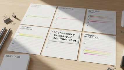 Daily planner pages with inspirational quote