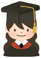 졸업식 여자 학생 일러스트