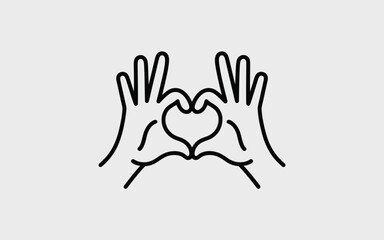 Fototapeta premium Vector art of hands forming a heart shape with fingers