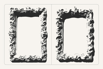 Grunge vector frame with acanthus leaves, a classic decorative element for posters, banners, and retro design.