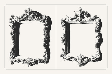 Decorative grunge frame with floral ornament texture for banners and posters, perfect for retro and artistic design.