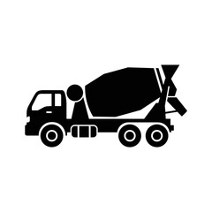 Fototapeta premium Cement Mixer Truck Silhouette Side View.