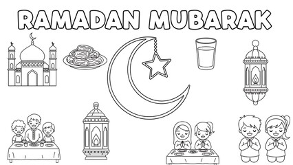 Fototapeta premium Ramadan Mubarak Greeting with Islamic Symbols.