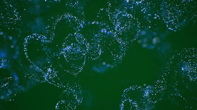 Abstract technology wallpaper featuring a bright green fiber optics background with binary code and light spots in a 3d wave pattern of rain and water textures