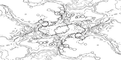 Abstract Topographic Map with Organic Flowing Lines and Contours.