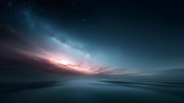 depicting a deep starry sky filled with countless distant stars and faint galactic structures. The image is horizontally oriented