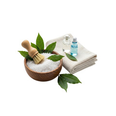 Spa setting still life with salt bath