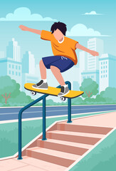 skateboarder guy. teenage boy in action pose making extreme trick on skateboard, urban outdoor activity, performing tricks in skatepark. vector concept collection