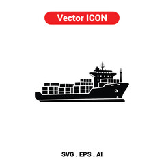 Obraz premium Vector icon of a cargo ship sailing confidently with a modern, minimalist aesthetic