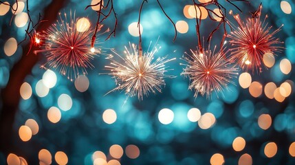 lack New Year art style with gorgeous handheld fireworks and romantic background, blending festive vibe and artistic texture. Suitable for New Year posters, social media graphics, holiday decoration 