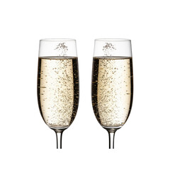 Two full champagne flutes on Transparent Background