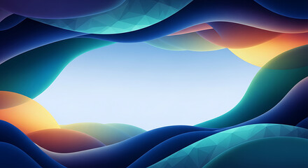 Abstract flowing organic shapes with geometric patterns and soft gradients in blue and orange hues background Full HD 4K Video Download 2025 2026