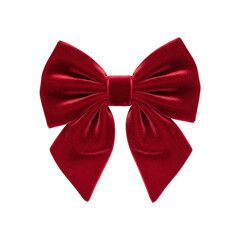 Red velvet bow tie on Transparent Background