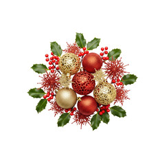 Christmas ornaments wreath arrangement