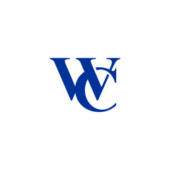initials WC luxury logo. blue icon letter elegant
