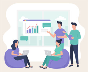 Business Team Presentation and Collaboration Illustration