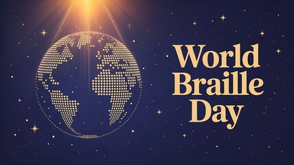 World braille day awareness campaign logo with global illumination