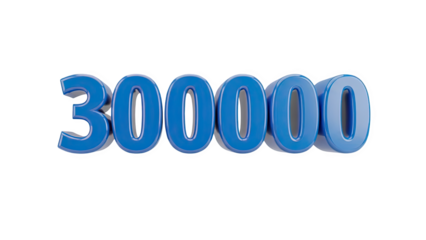 3D 30000 blue 3d numbers on transparent background