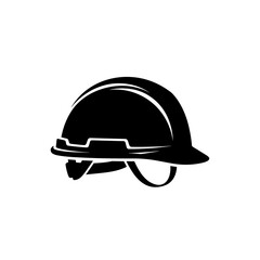 Black Hard Hat Safety Helmet Icon.