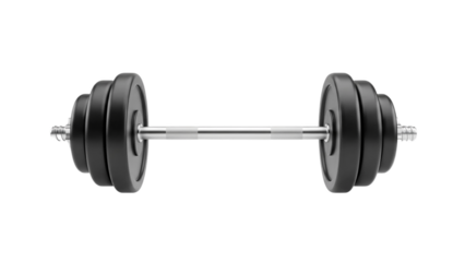 3D Barbell with weight plates transparent background