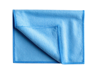Folded light blue microfiber cloth