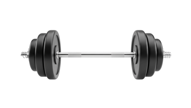 3D Barbell with weight plates transparent background - Powered by Adobe