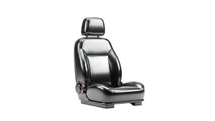 3D Black leather car seat with headrest on transparent background